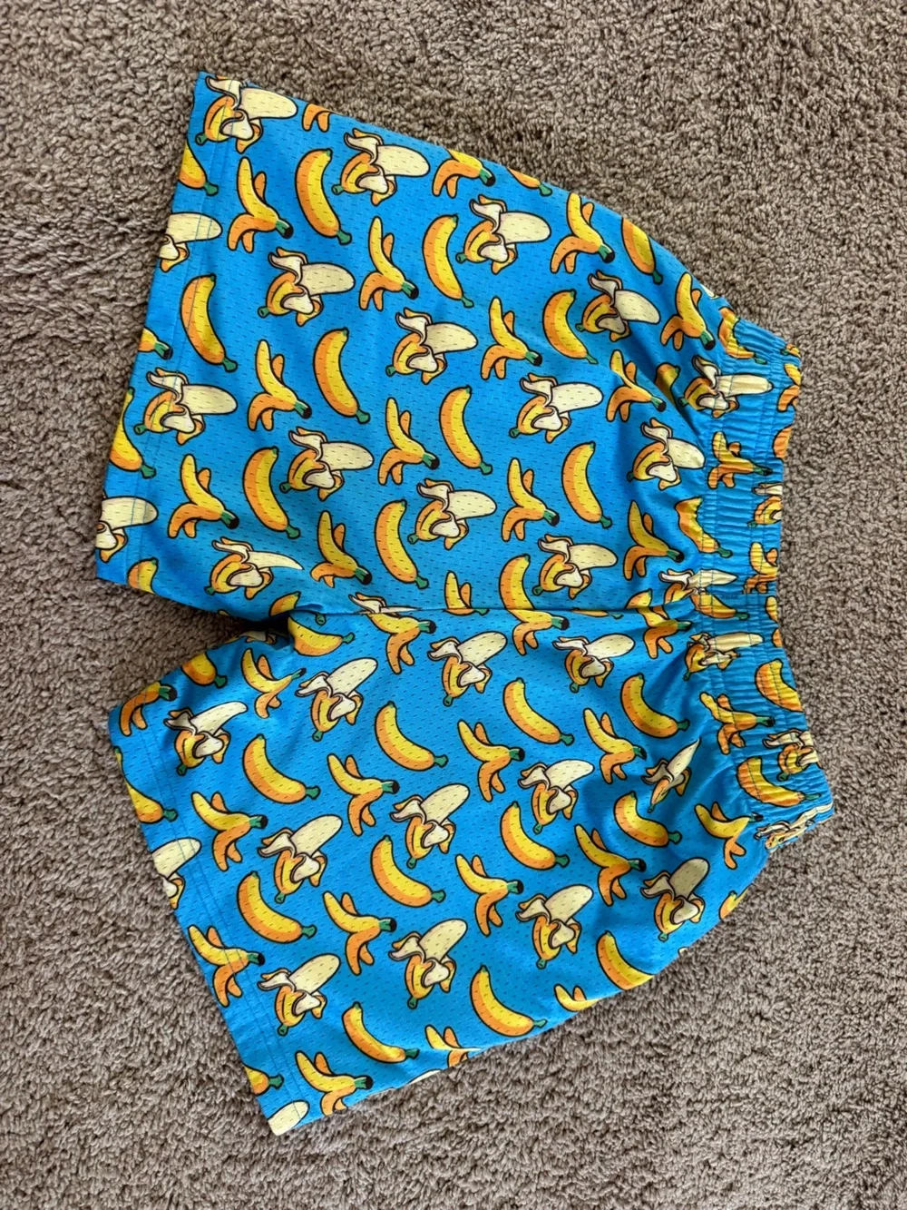 Kids Blue Banana-Print Active Shorts